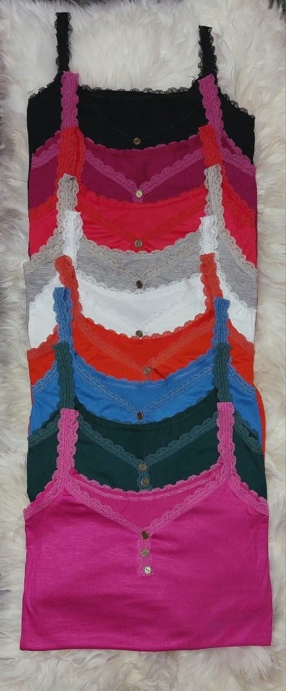 Musculosa de Viscosa con Puntilla y Botón - Imagen 3