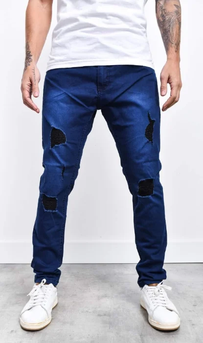 Pantalones de Jean  Azul con Roturas