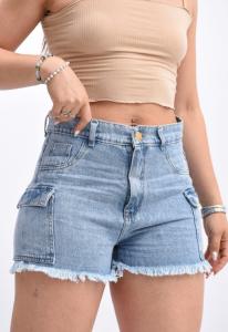 Jean Short Nevado Cargo Dama Rígido