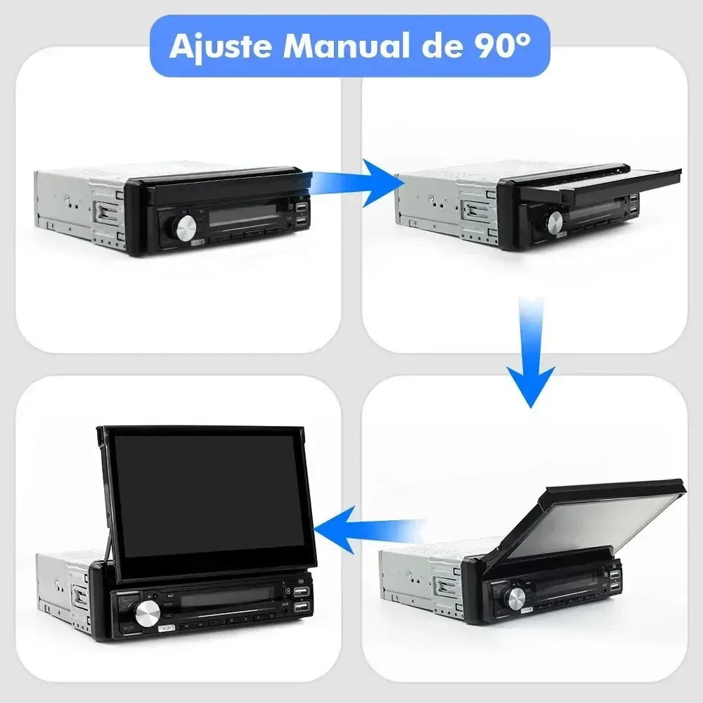 Estereo Retractil Pantalla Multimedia de 7" Bt Fm Usb Aux - Imagen 4