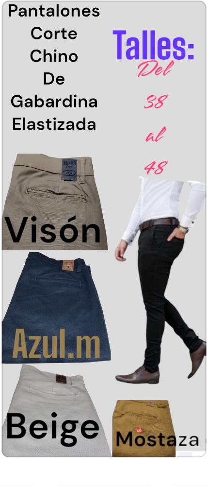 Pantalones Corte Chino de Gabardina - Imagen 2