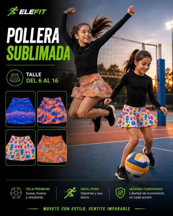 Short Pollera Sublimada de Nena