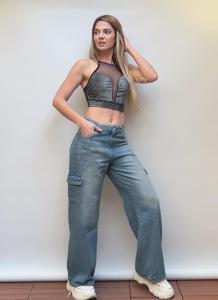 Jeans Wide Leg Cargo ( Rígido) - Miniatura 3