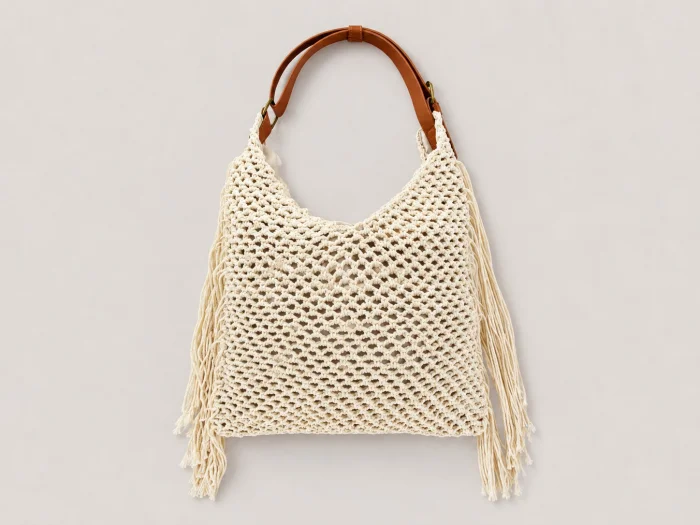 Cartera Macrame con Tira Pu Importada