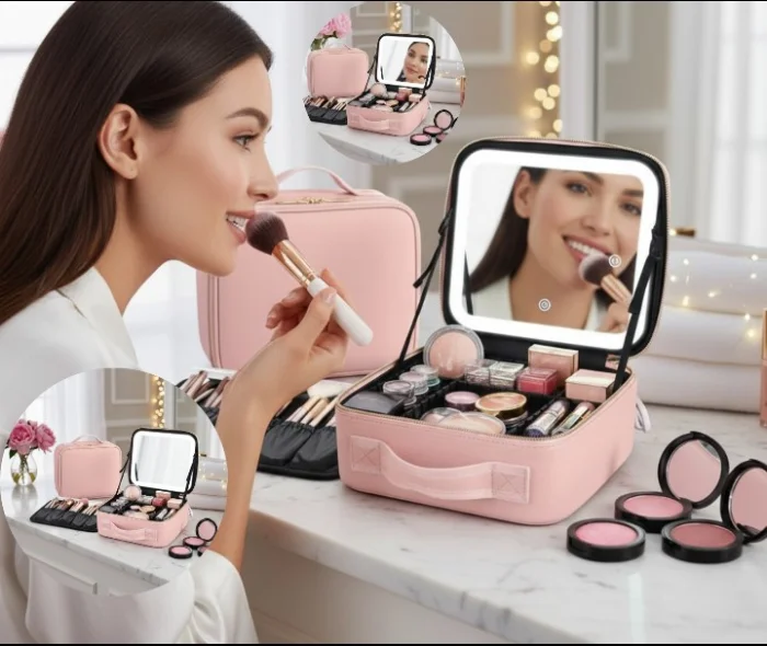 Bolso Rigido de Maquillaje con Espejo Led Hzj-25 Yb-015
