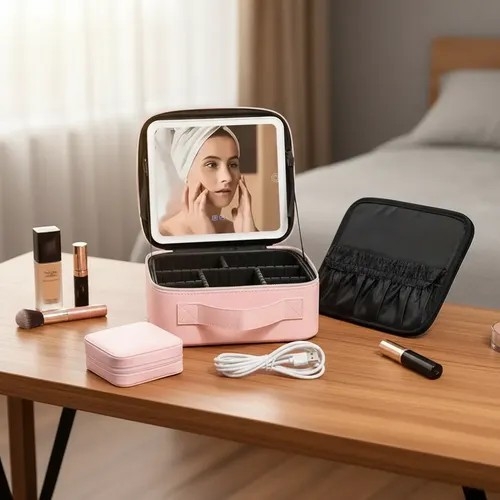 Bolso Rigido de Maquillaje con Espejo Led Hzj-25 Yb-015 - Imagen 2