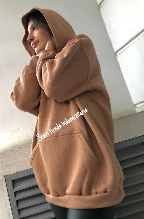 Buzo Oversize Frisa con Ferrería en la Capucha