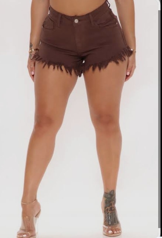 Short Playero Chocolate Marrón Jean Dama - Imagen 1