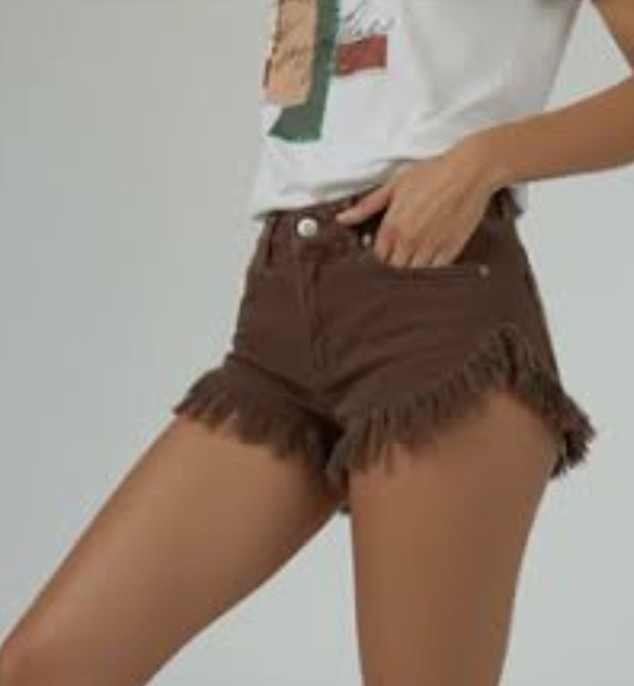 Short Playero Chocolate Marrón Jean Dama - Imagen 3
