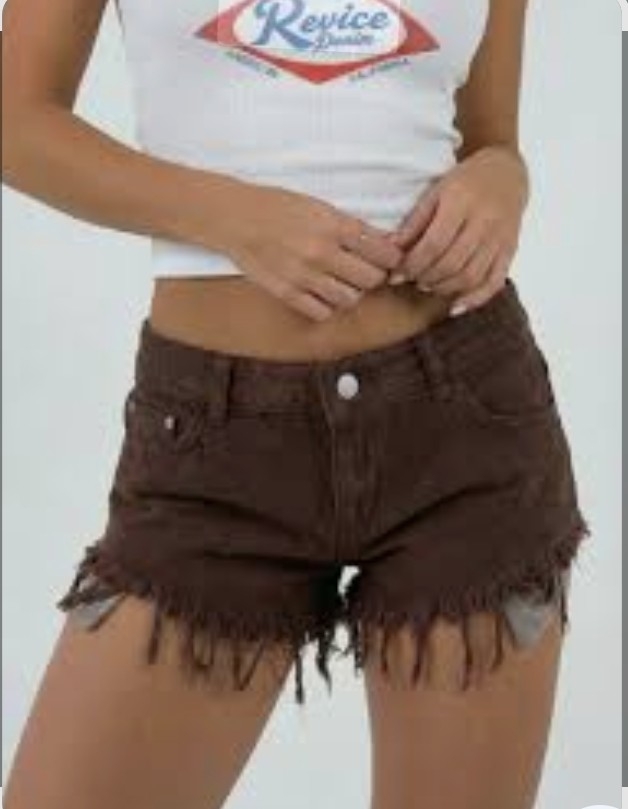 Short Playero Chocolate Marrón Jean Dama - Imagen 4