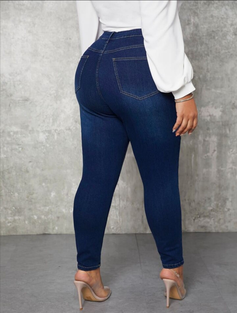 Jean Chupin Especial Talle " 48 al 56 " Dama Azul - Imagen 2