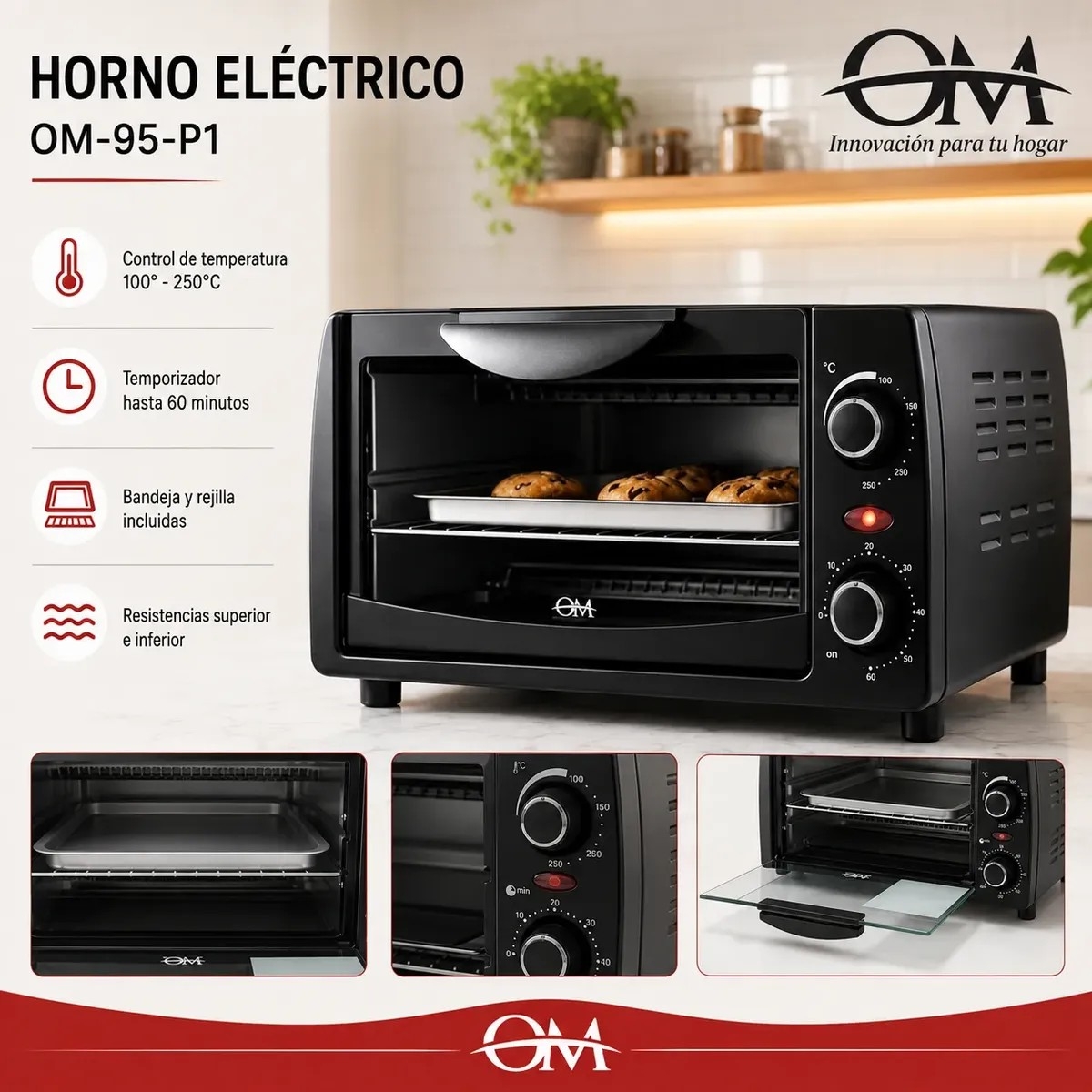 Horno Electrico 1050w Temporizador de 30 Min - Imagen 8