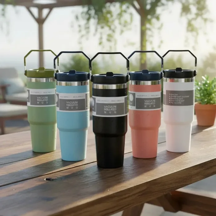 Vaso Termico 900ml con Tapa Manija y Sorbete
