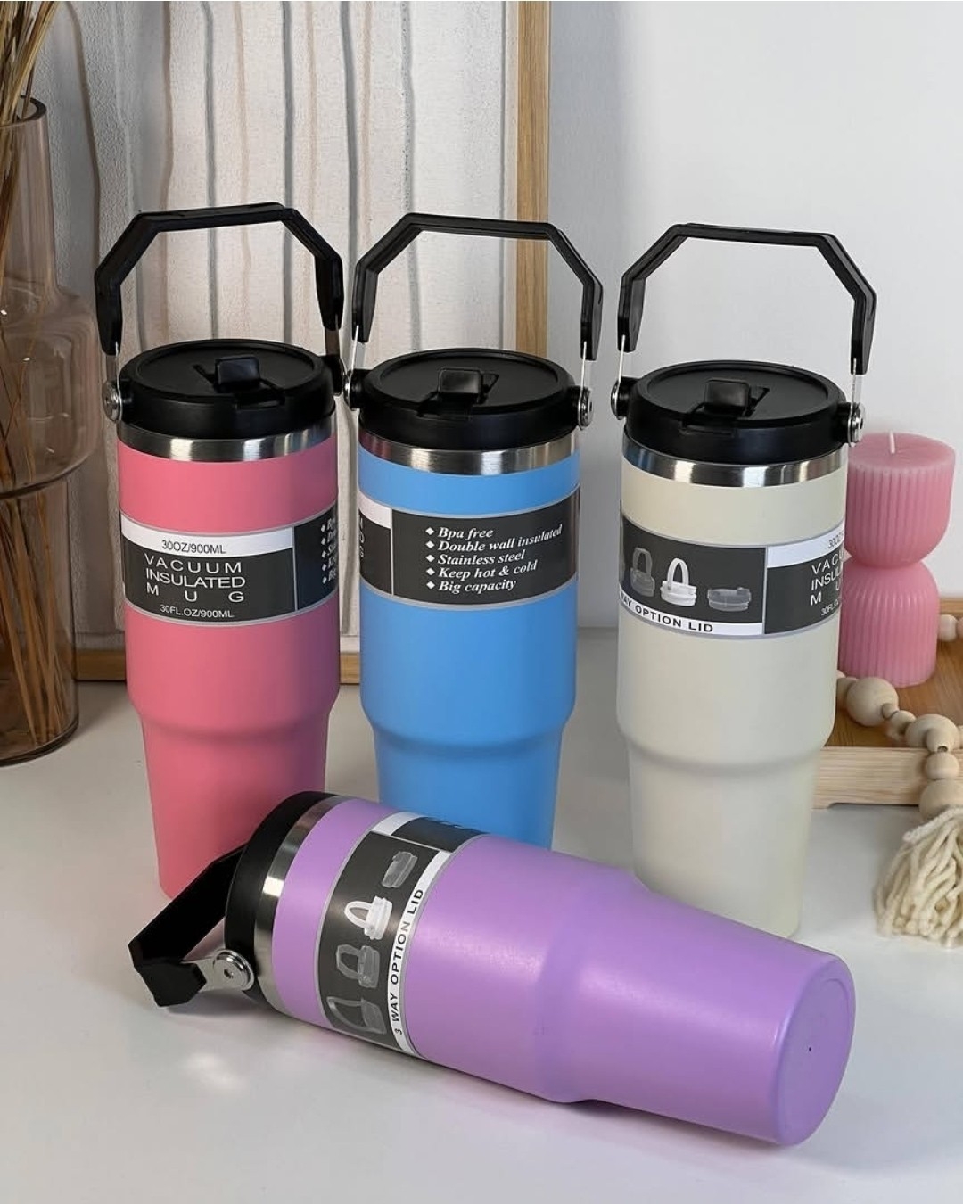 Vaso Termico 900ml con Tapa Manija y Sorbete - Imagen 3