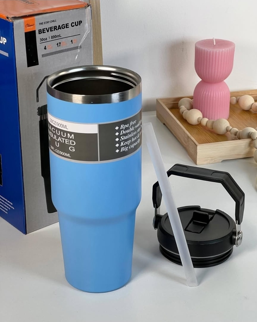 Vaso Termico 900ml con Tapa Manija y Sorbete - Imagen 4