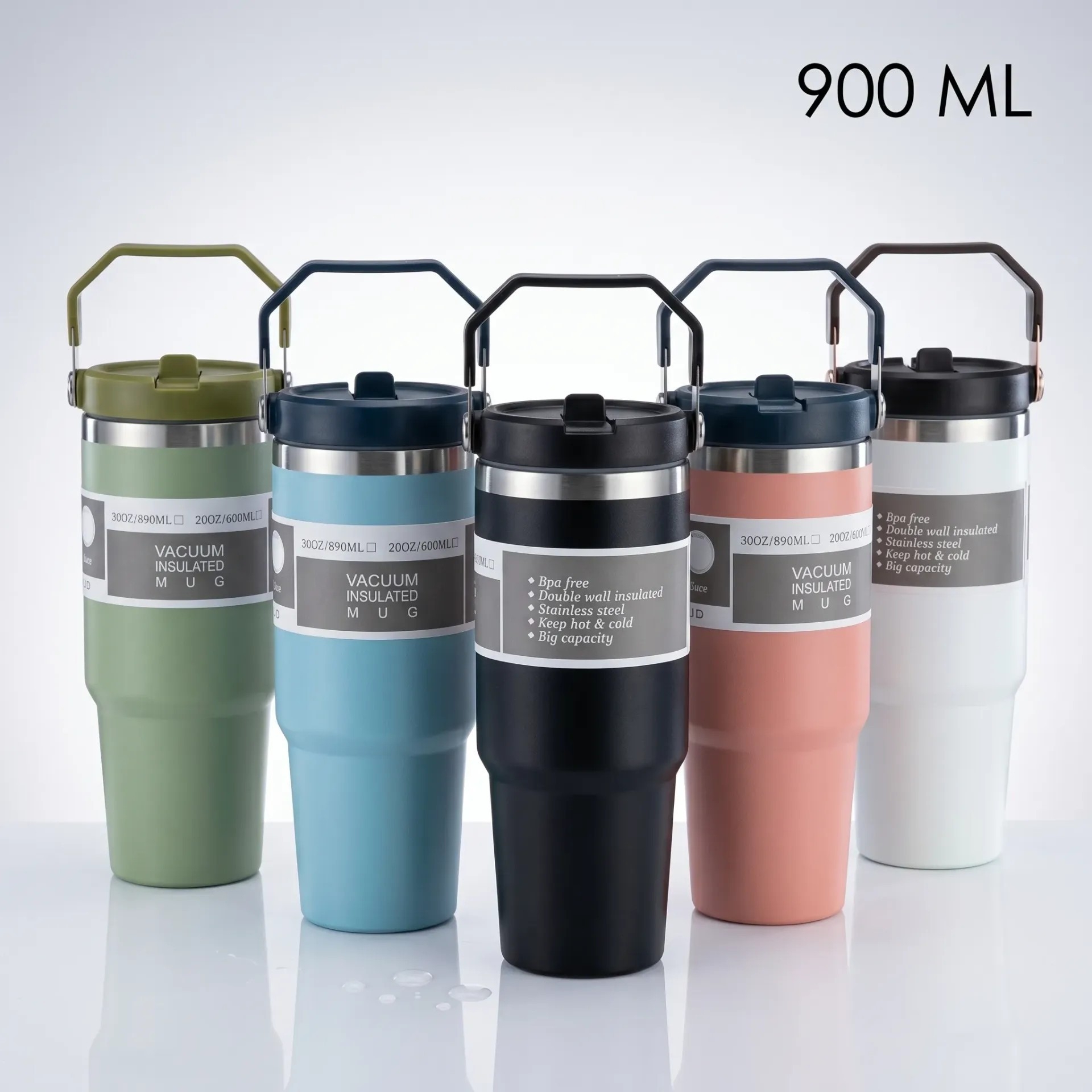 Vaso Termico 900ml con Tapa Manija y Sorbete - Imagen 6