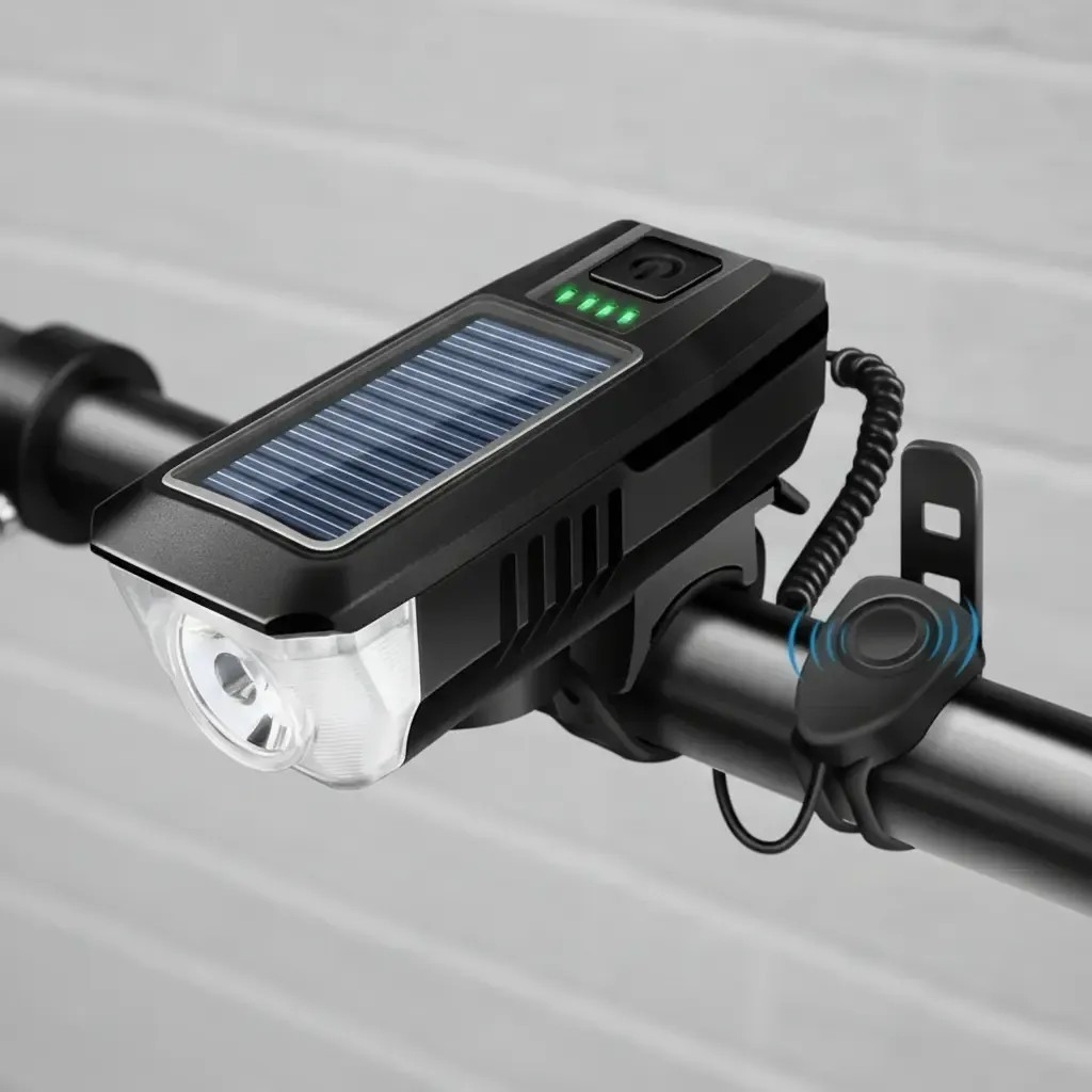 Luz Bocina Carga Solar Potente Bici - Imagen 5