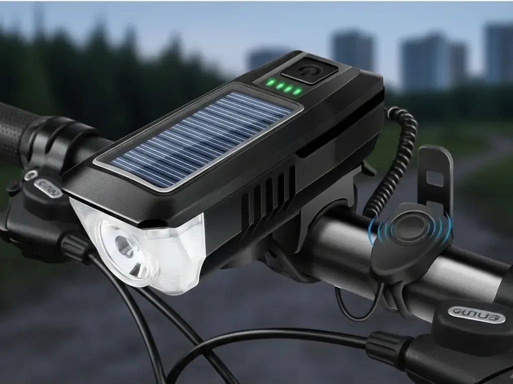 Luz Bocina Carga Solar Potente Bici - Imagen 8