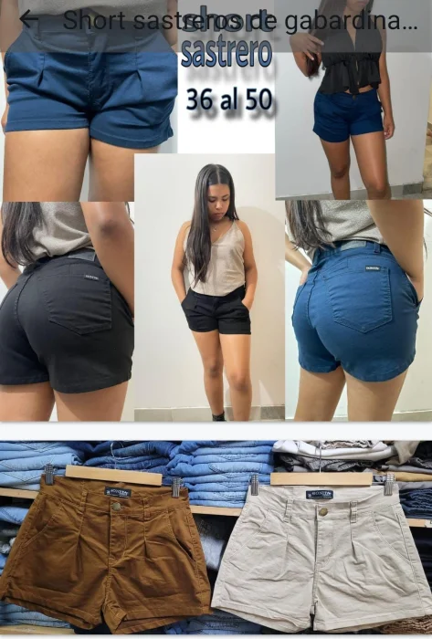 Short Sastrero de Mujer de Gabardina Premiun Importada Elastizada X Mayor $14,000
