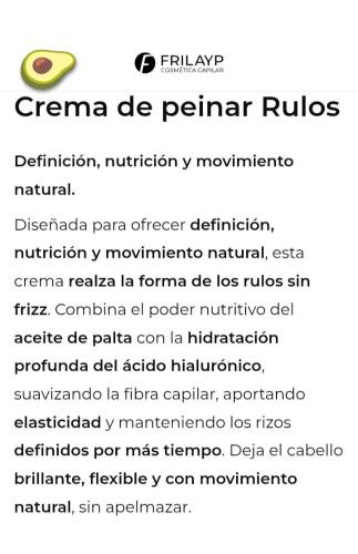 Frilayp Rizos Crema de Peinar Rulos X 200g sin Enjuague - Miniatura 3