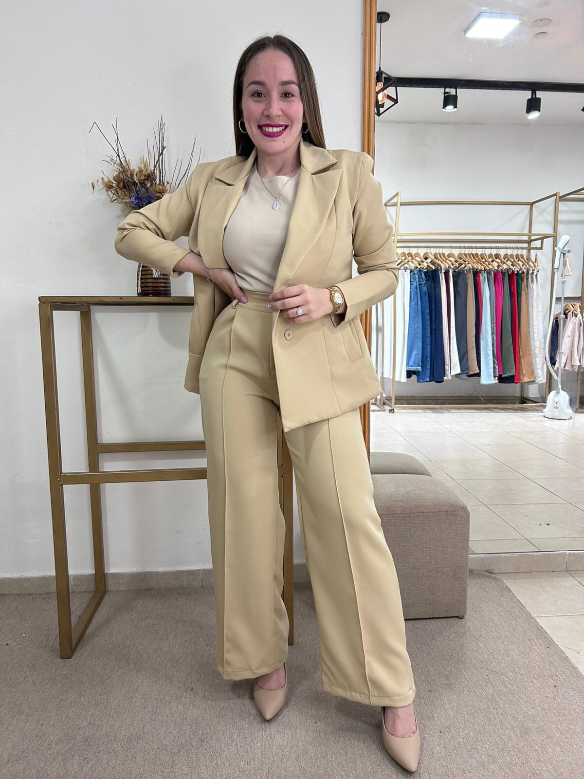 Blazer Forrado de Crep Sastrero Liso - Imagen 2