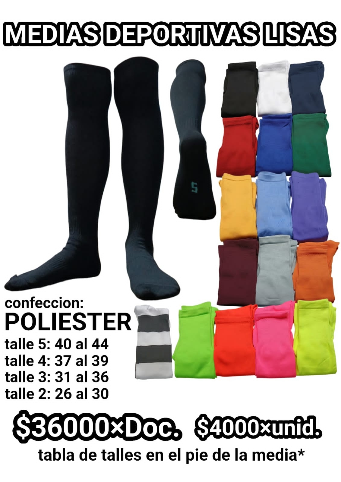Medias Deportivas Lisas Futbol, Hockey, Rugby - Imagen 2