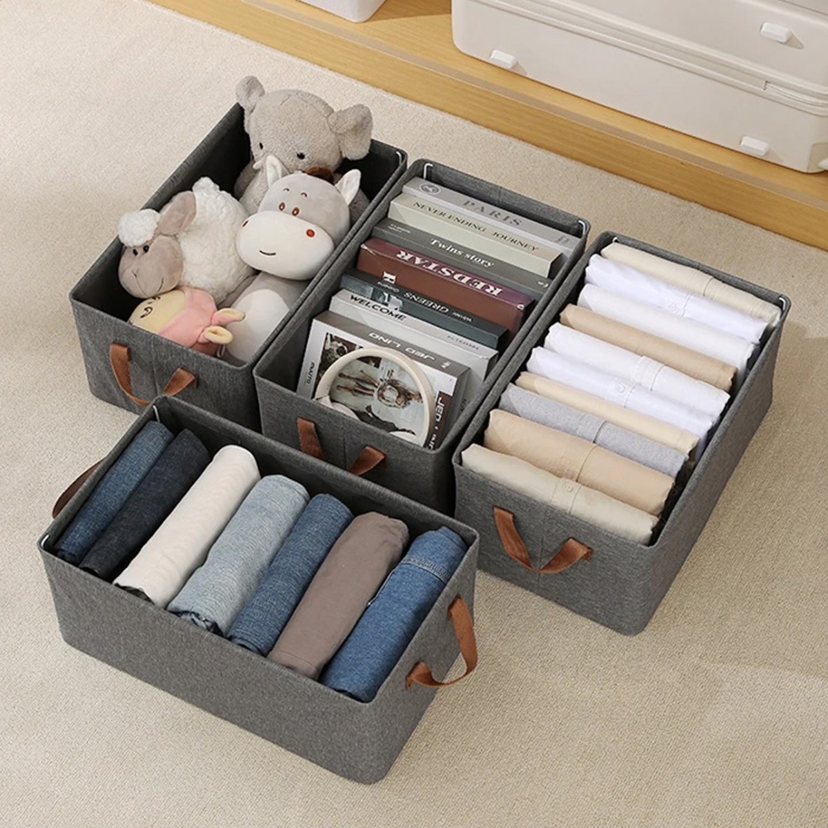 Organizador de Tela Plegable Gris 20 X 47 X 28 Cm - Imagen 4