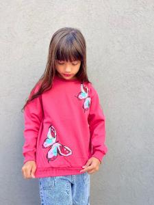 Buzo Nena Algodón Frisado Art Mariposa