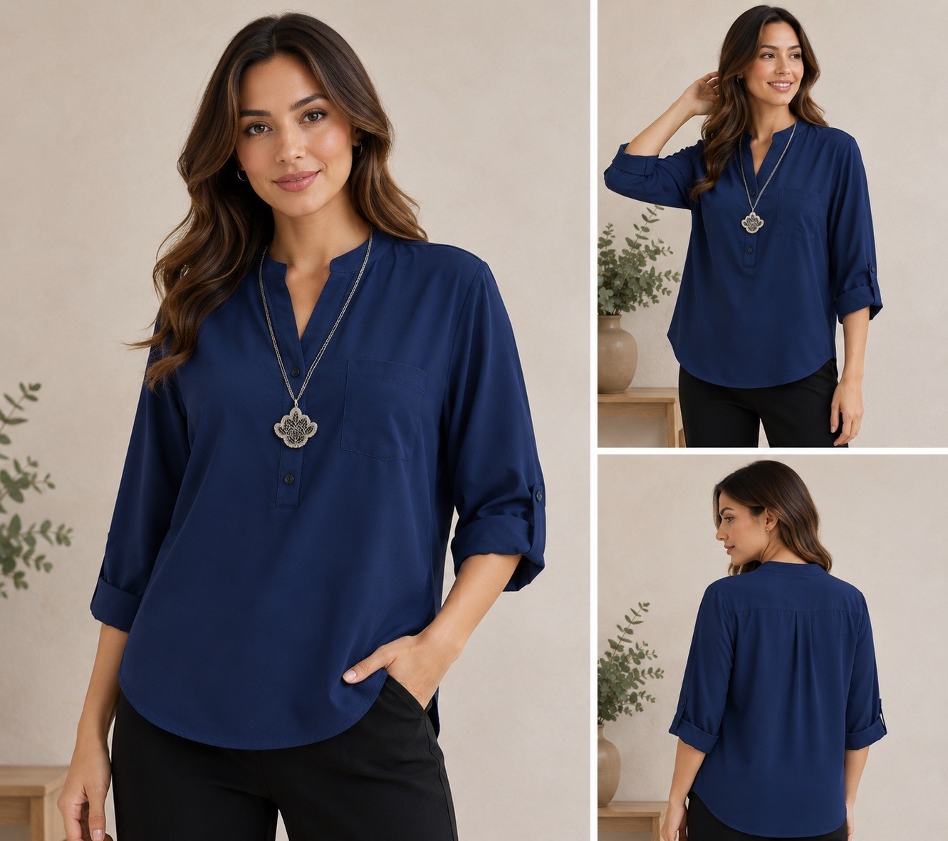 Camisolas Cuello Mau Lisas Mangas 3/4 - Imagen 3