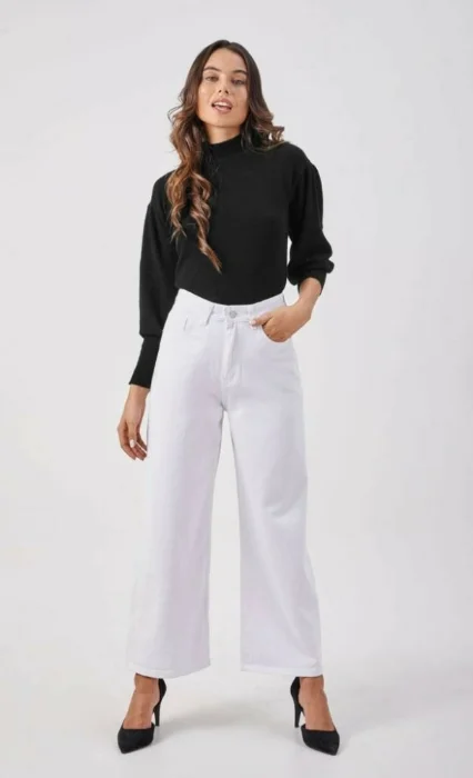 Wide Leg Jeans  Blanco