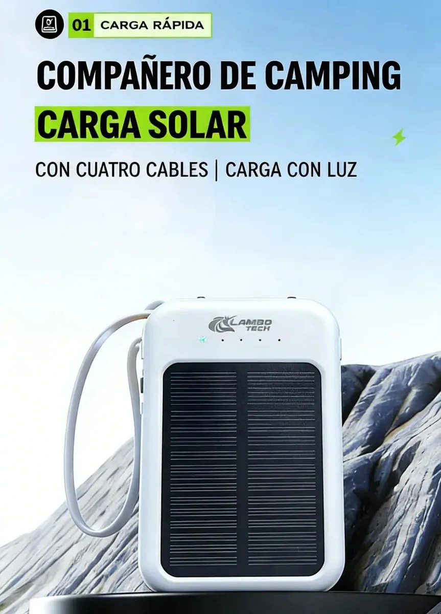 Cargador Portátil Multificha con Carga Solar y Usb - Imagen 5