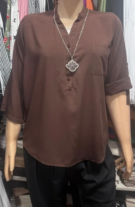 Camisolas Cuello Mau Estampadas y Rayadas Mangas 3/4 en Fibrana Rayón Poplin