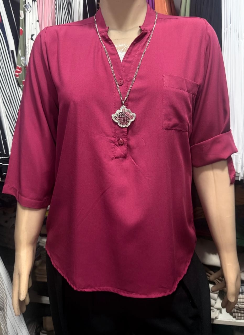 Camisolas Cuello Mau Estampadas y Rayadas Mangas 3/4 en Fibrana Rayón Poplin - Imagen 2