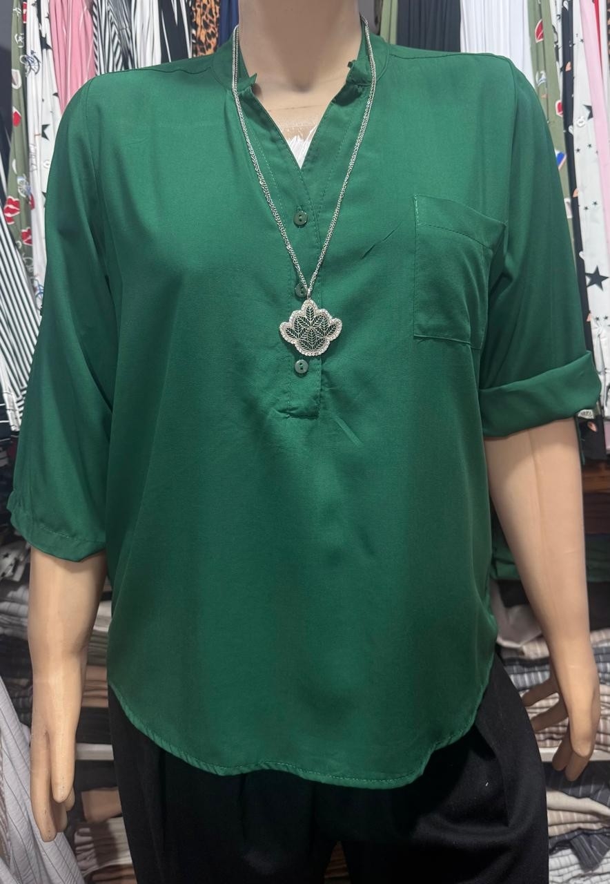 Camisolas Cuello Mau Estampadas y Rayadas Mangas 3/4 en Fibrana Rayón Poplin - Imagen 3