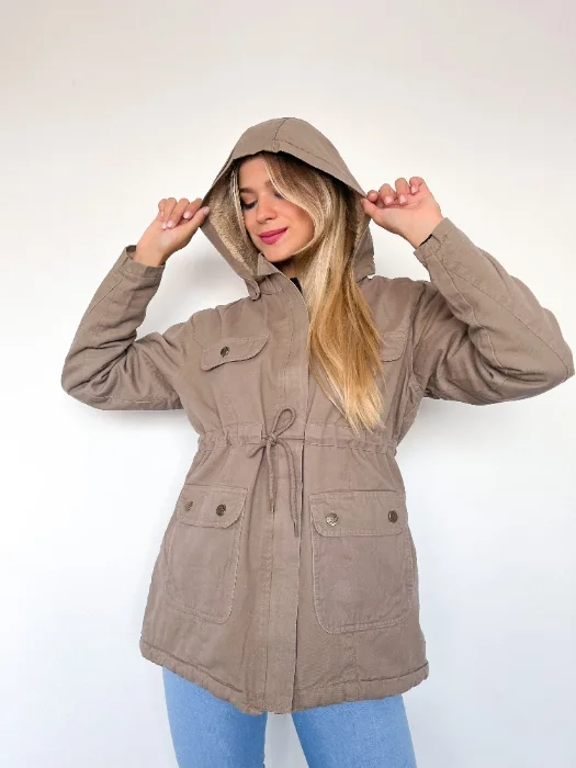 Campera Dama Parca Gabardina Beige