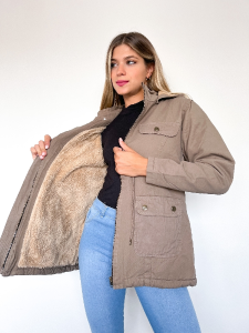 Campera Dama Parca Gabardina Beige - Miniatura 2