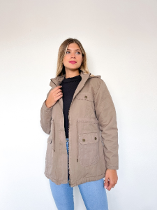 Campera Dama Parca Gabardina Beige - Miniatura 3