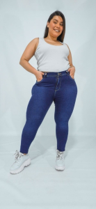 Jeans Talle Especial Dama Azul Liso - Miniatura 1