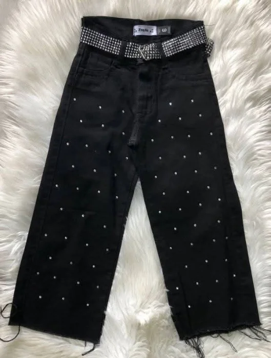 Wide Leg Strass en Negro