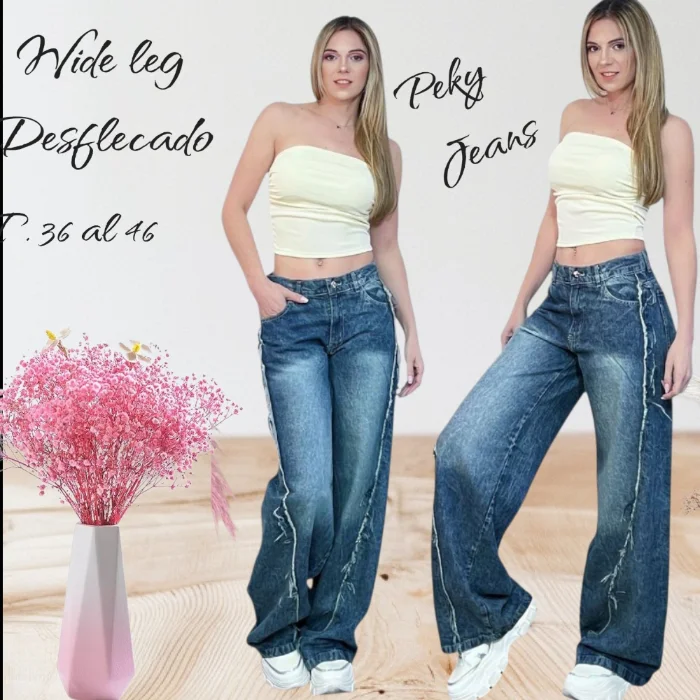 Jeans Wide Leg Desflecado