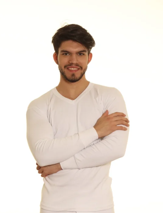 Camiseta Interlock Manga Larga Escote V