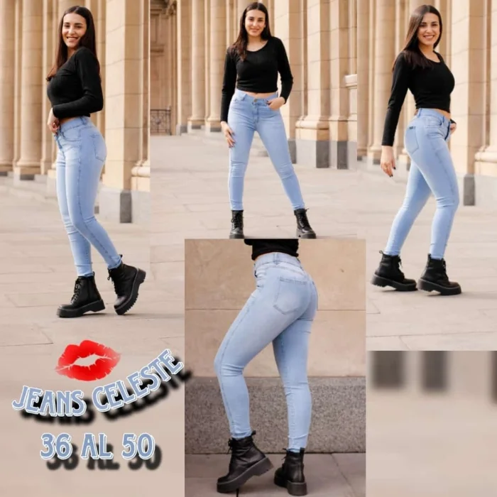 Jeans Chupin Elastizado Calce Perfecto Bolsillo Atras y Adelante