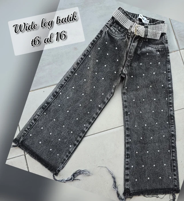 Wide Leg con Strass Plateado