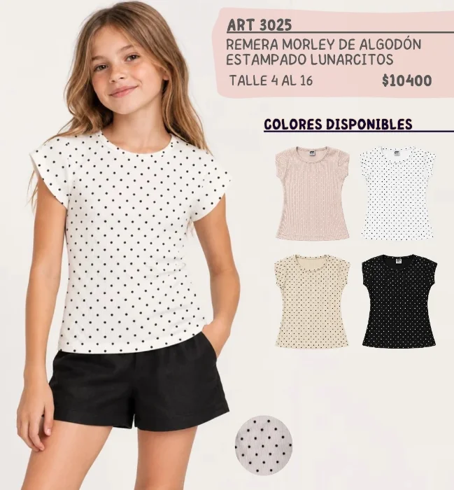 3025 Remera Nena Morley Mil Lunares