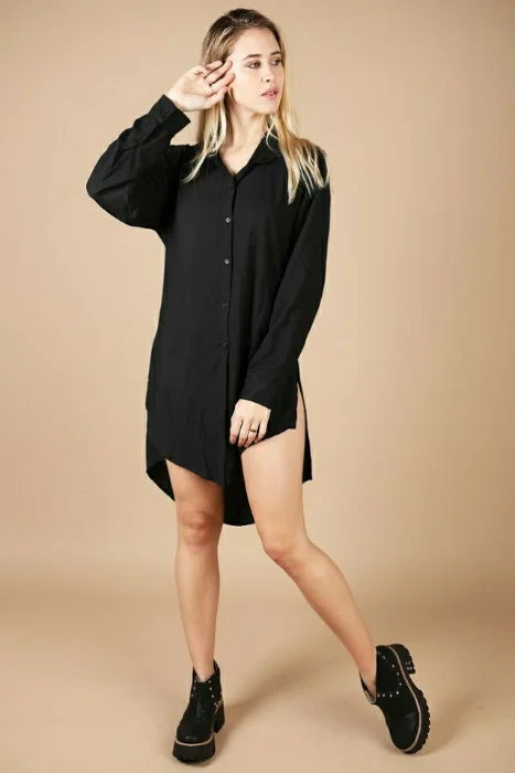 Camisa Larga  Lisa (poplin)