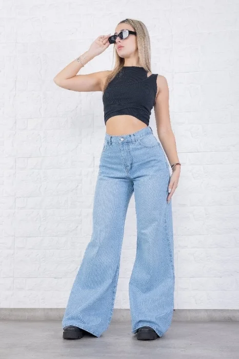 Jean Wide Leg Celeste Claro Dama Palazo