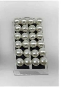 Aros Perlas Blister de 12 Pares Grandes