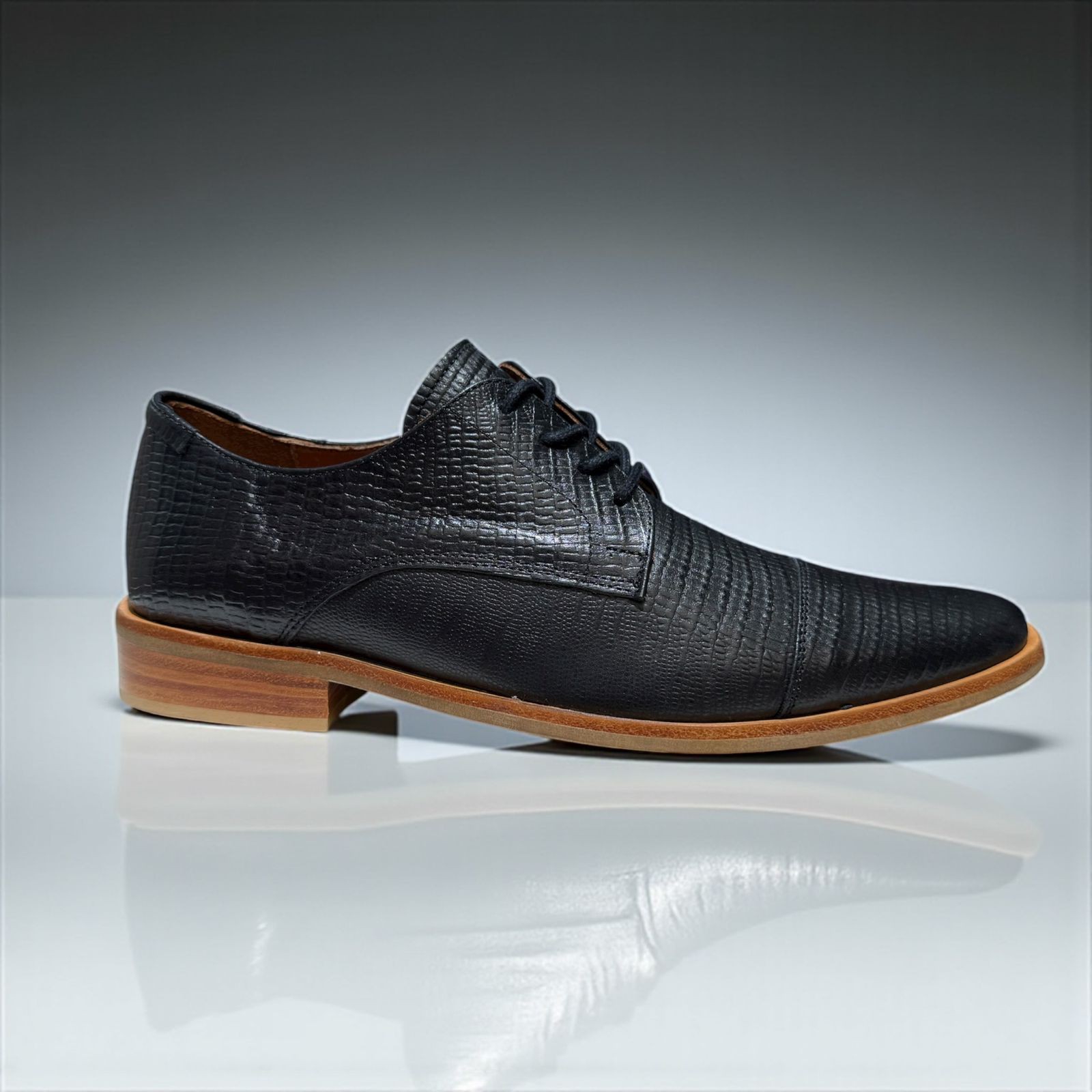 Zapatos de Vestir James Negro Reptil - Imagen 3