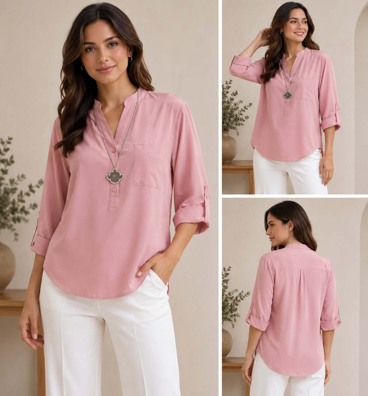 Camisolas Cuello Mau Lisas Mangas 3/4 - Imagen 2