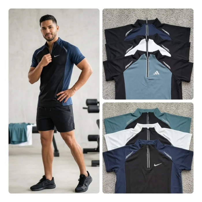 Remeras Lycra Medio Cierre de Hombre